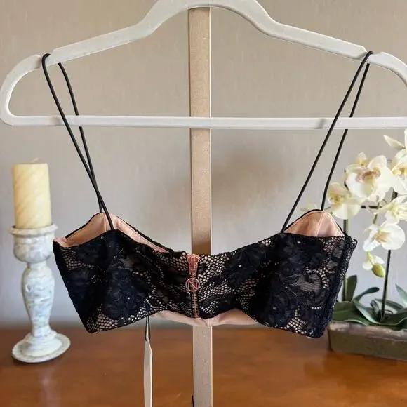 Nookie Heaven Bandeau Crop Top Black NWT M or L $190 - Picture 6 of 9